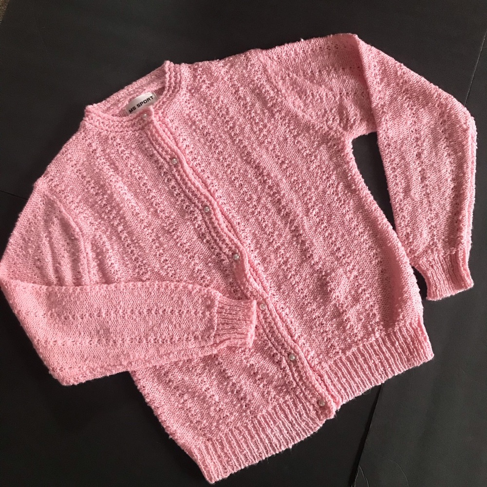 80-90-s Pink Sweater Pullover MS SPORT Medium